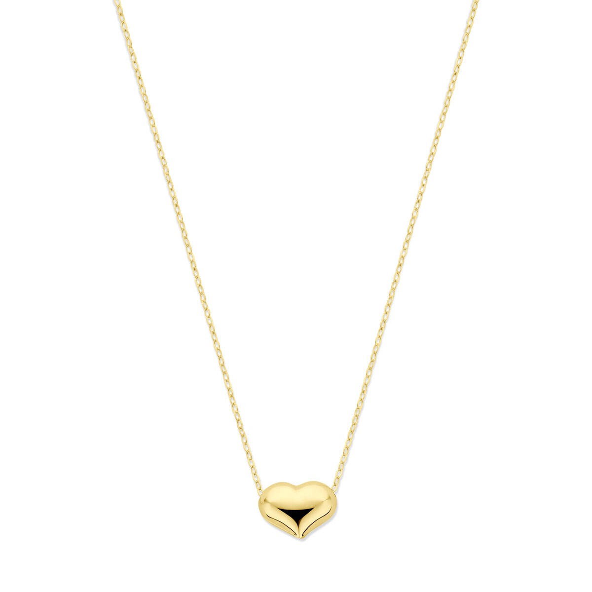 Collana in oro giallo 14k con ciondolo a forma di cuore.