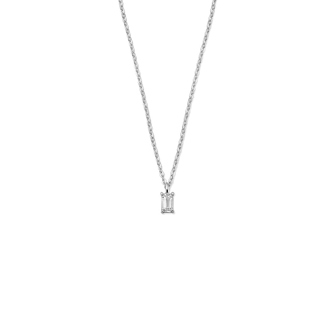 Zilveren collier met emerald-cut zirkonia