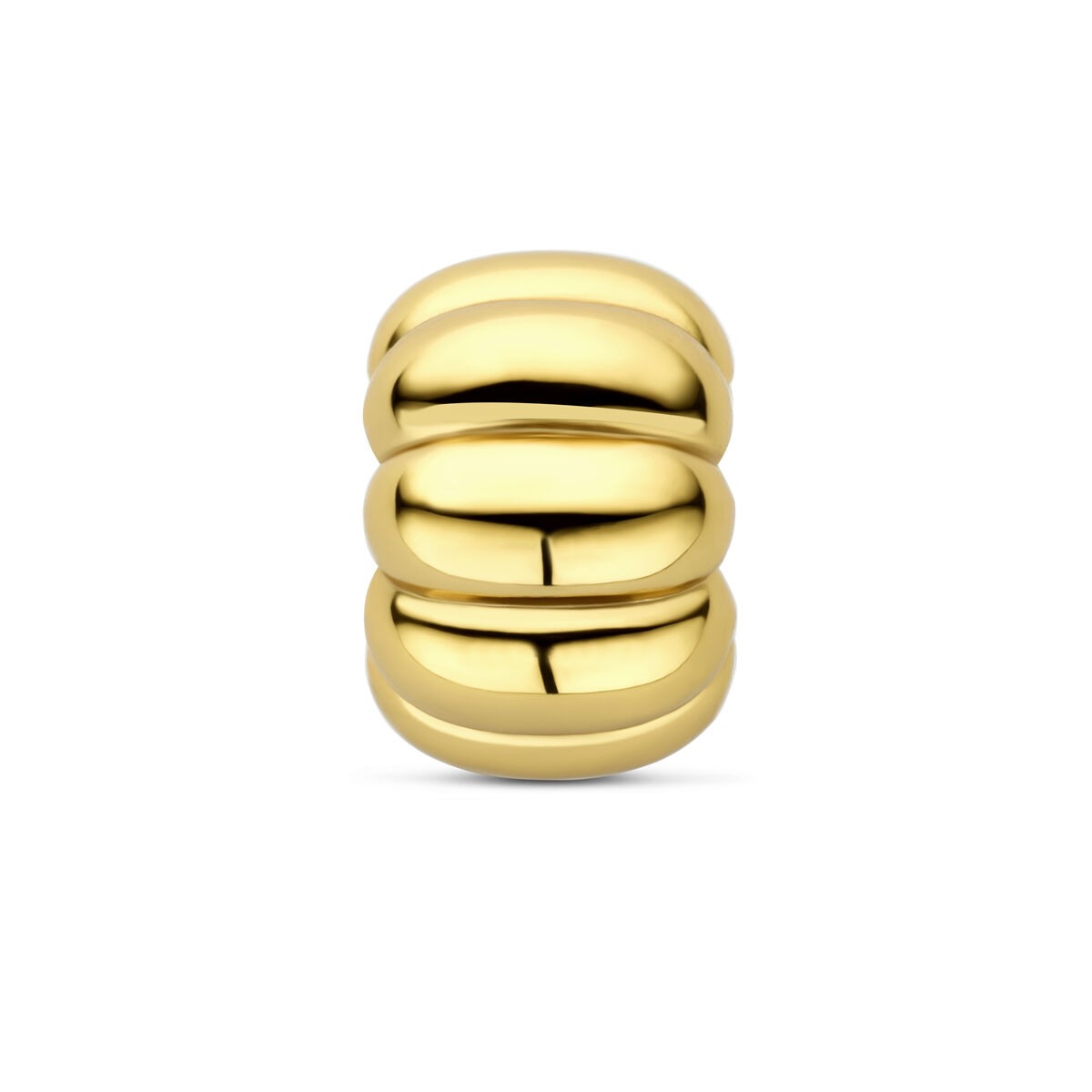 Rondel in argento 925 placcato oro giallo, con tre sezioni curve e lucide.