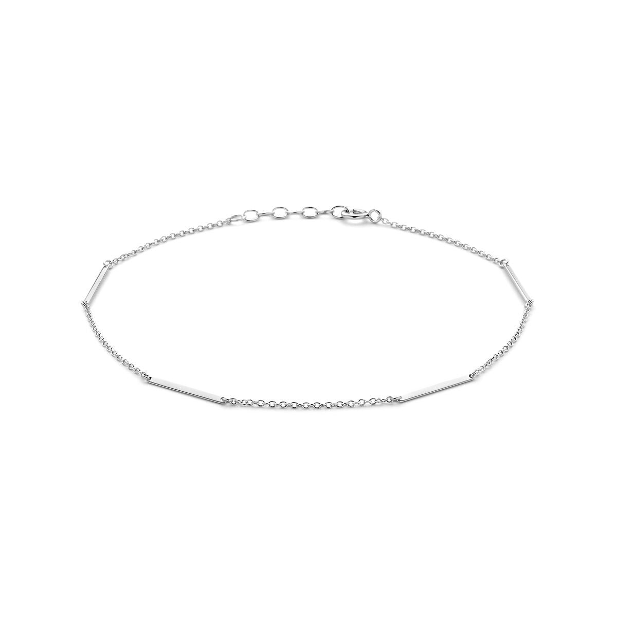 Bracciale alla caviglia in argento 925 rodiato con elementi piatti.