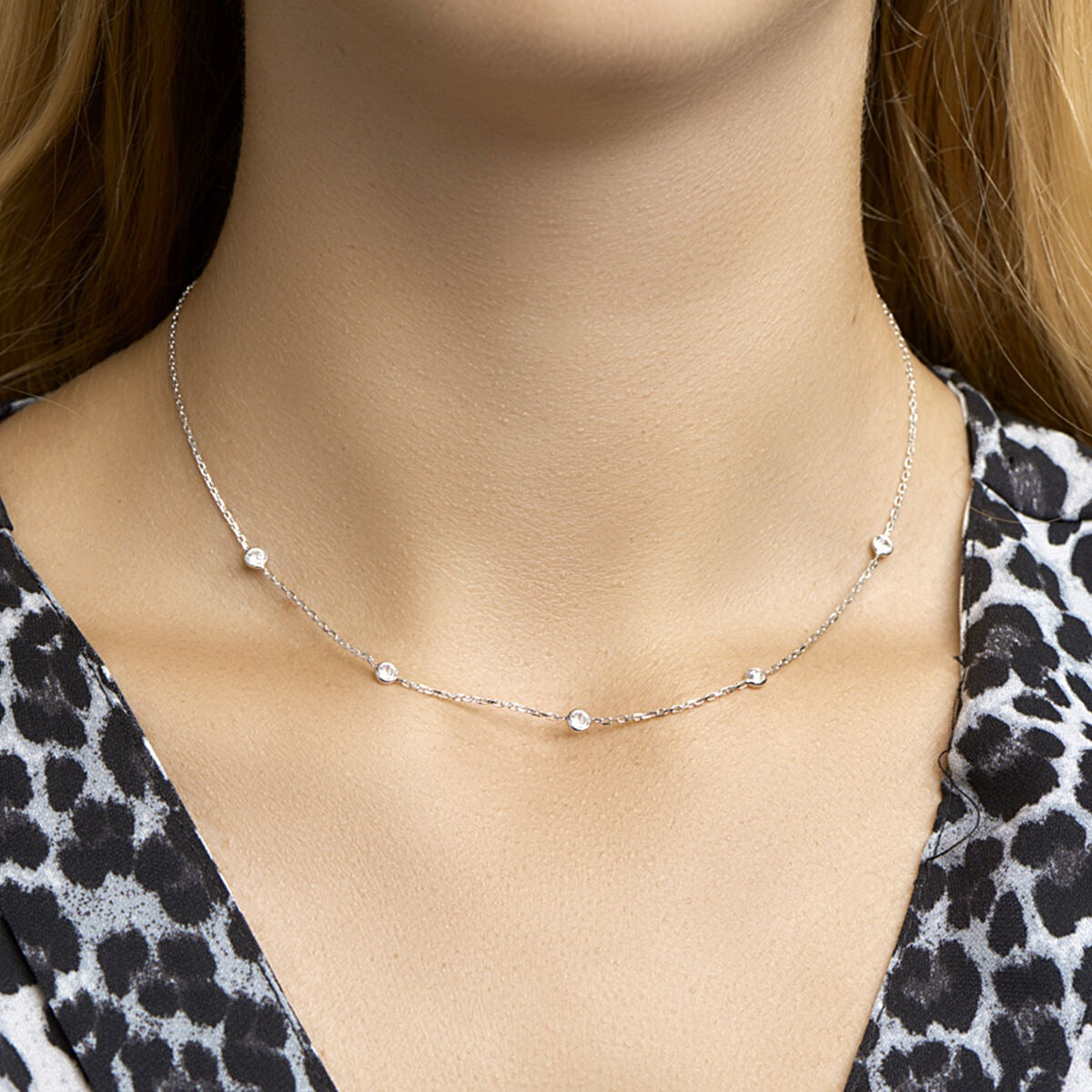 Collana ancora in argento con zircone – argento 925 rodiato