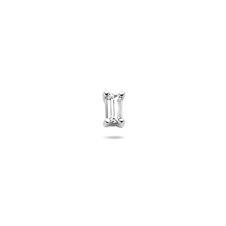 925 Gerhodineerd Zilveren Flat Back Piercing met Zirkonia