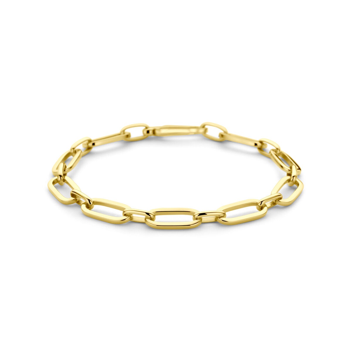 Bracciale in oro giallo 14k con maglie ad anello di 6,5 mm.