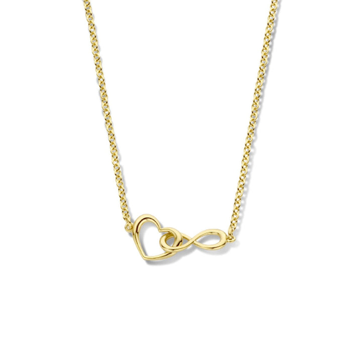 Geelgoud Verguld 925 Zilveren Collier met Hart en Infinity