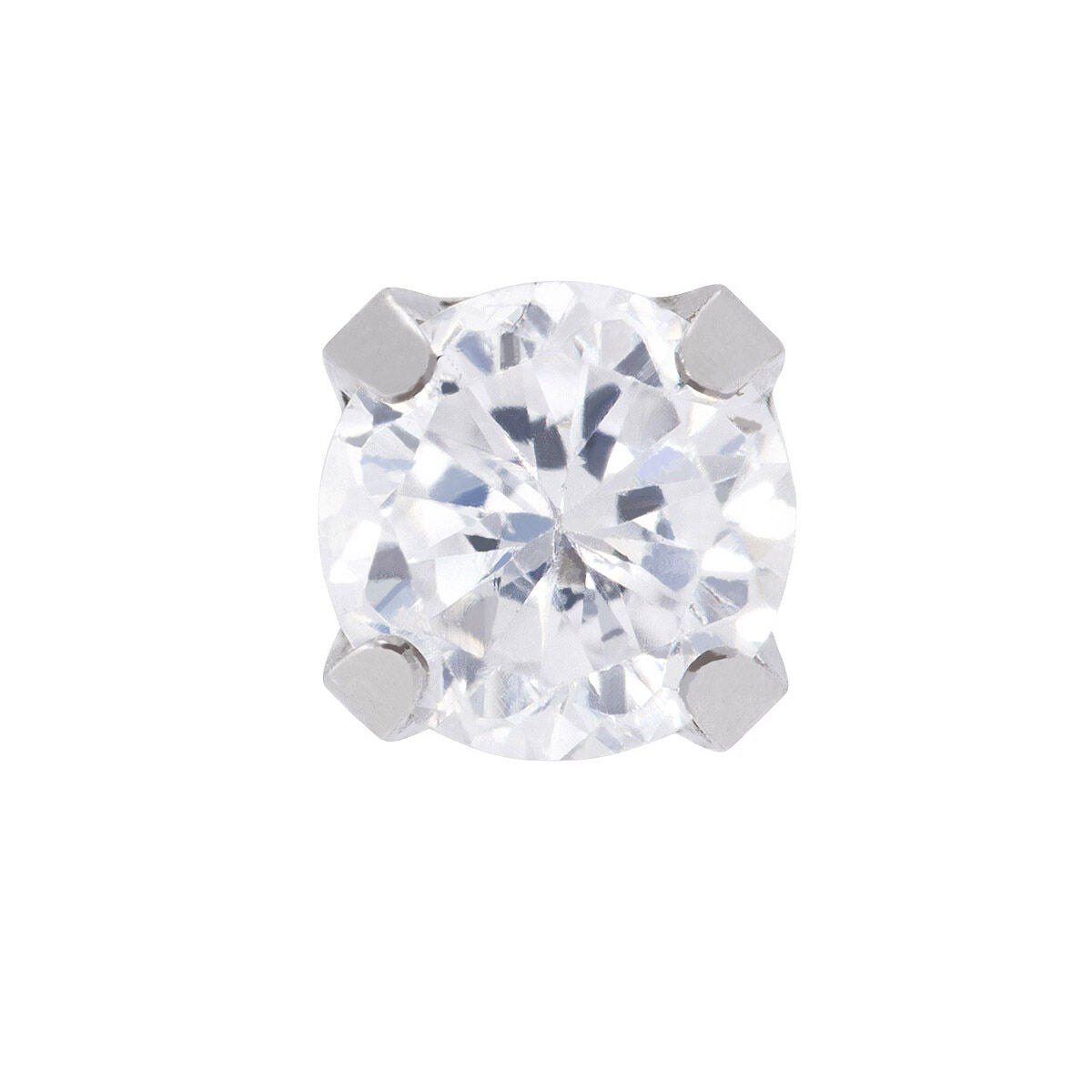 Orecchini a bottone in acciaio chirurgico con zirconi da 3 mm.