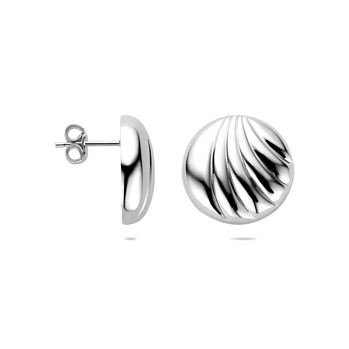 Orecchini a bottone in argento rodiato da donna – 18 mm