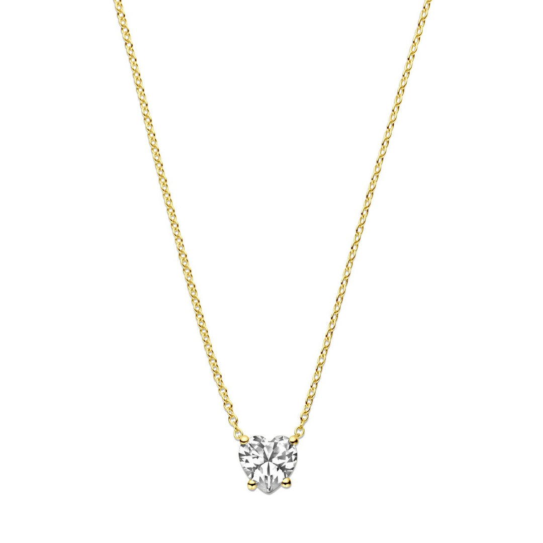 14k Geelgouden collier met hartvormige zirkonia
