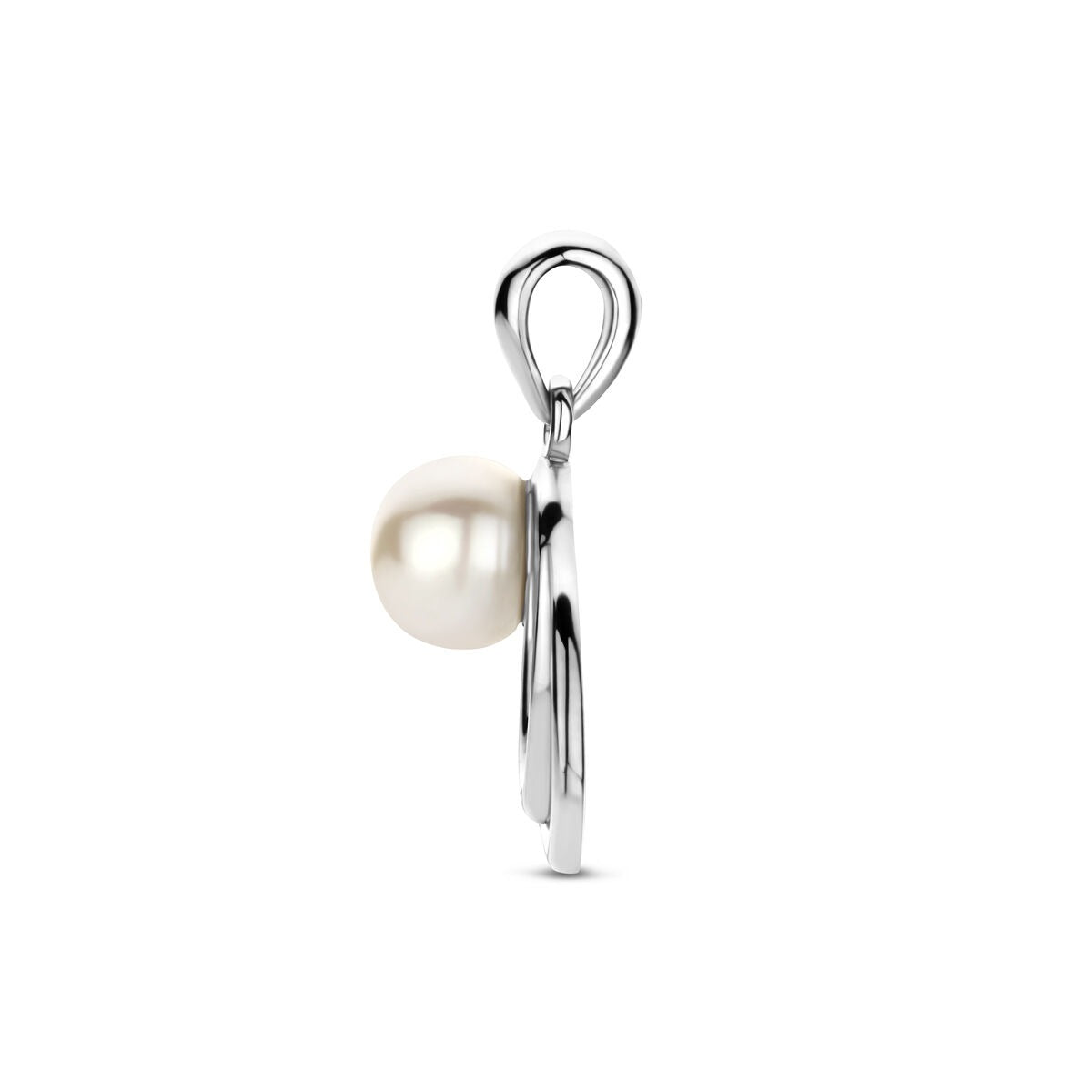 Ciondolo in argento con perla – argento 925 rodiato 15,5 mm