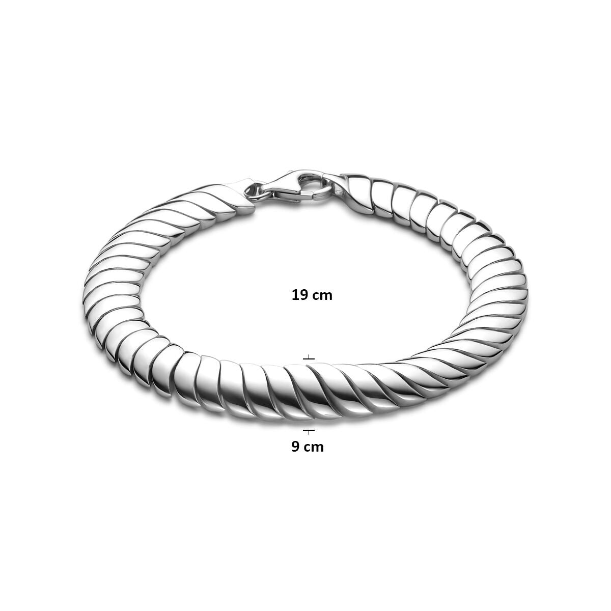 Bracciale da donna in argento – rodiato con maglia omega 9 mm 19 cm