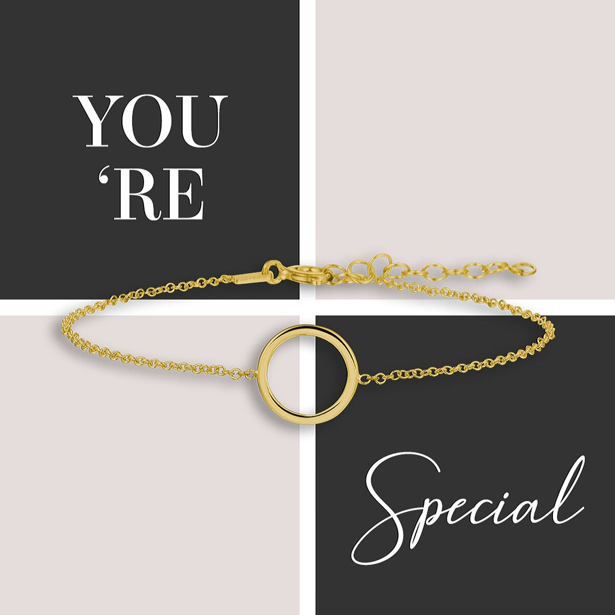 Bracciale da donna in argento dorato – oro giallo su argento 925 con elemento rotondo