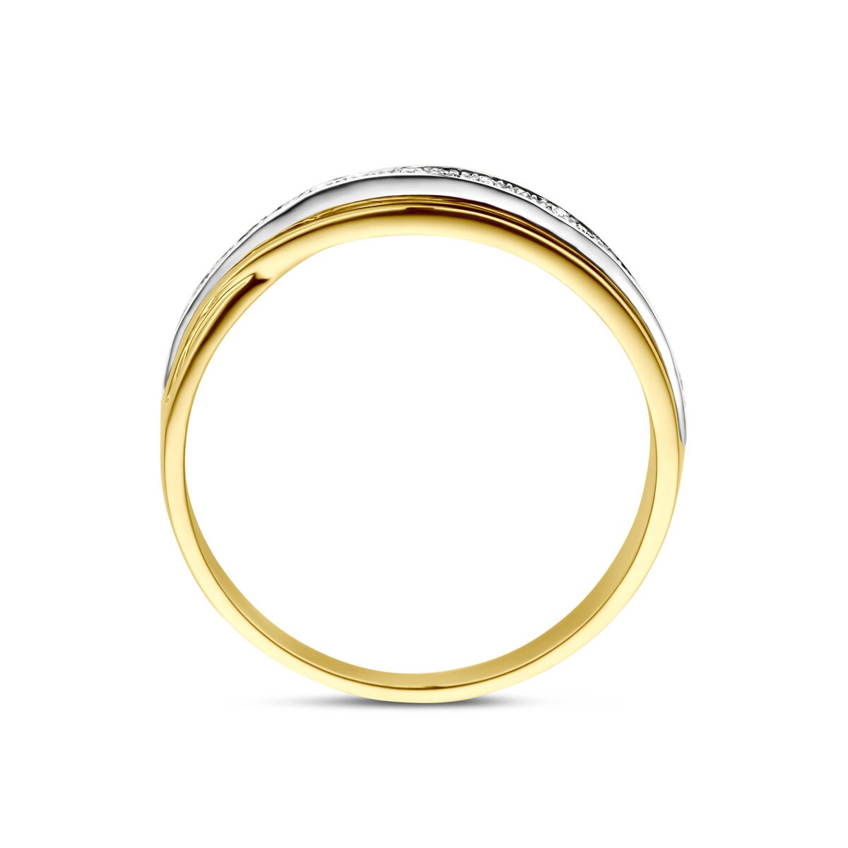 anello bicolore 14k con diamante 0.13ct