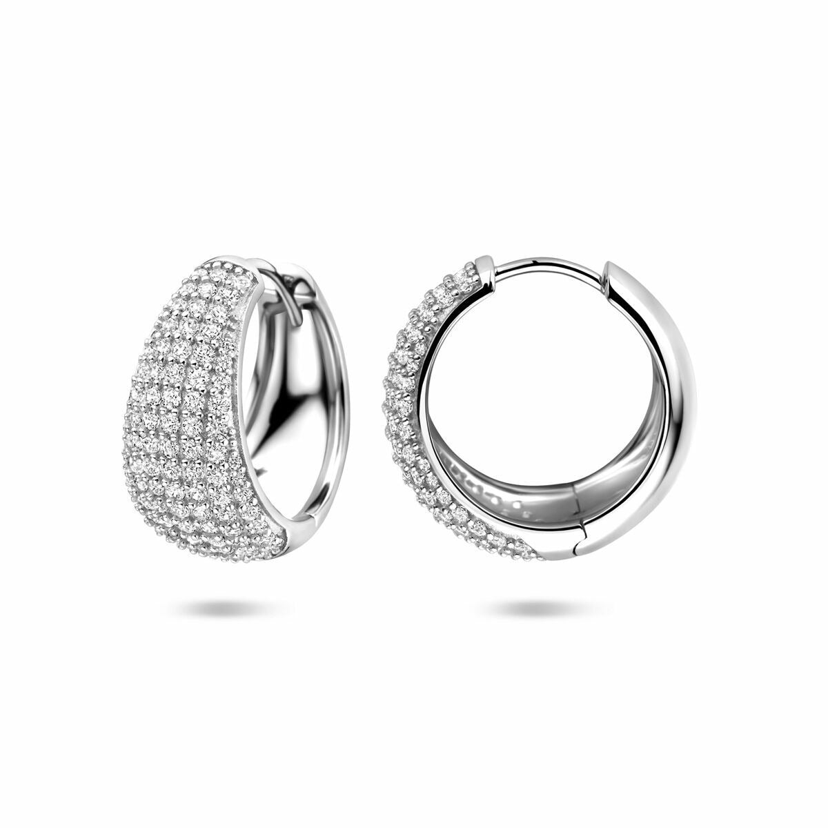 Orecchini a cerchio in argento con zircone – argento 925 rodiato 18 mm
