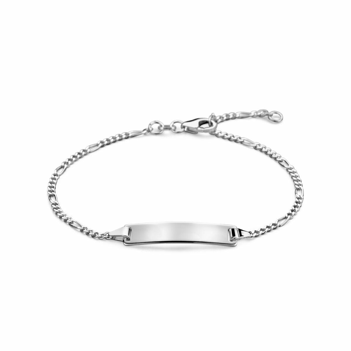 Bracciale da donna in argento con placca rettangolare e maglia rolò.