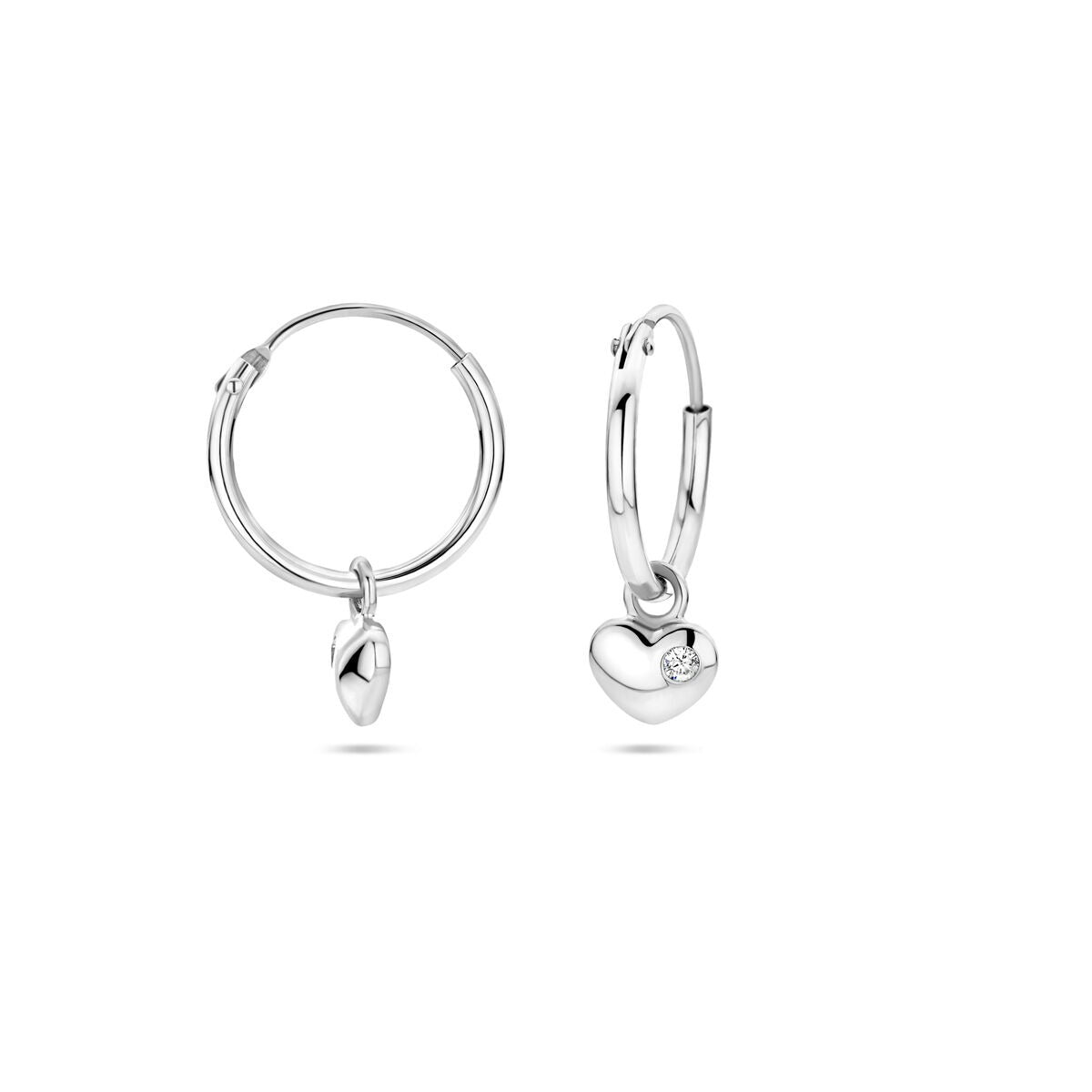 Orecchini in argento con cuore e zirconia – rodiato