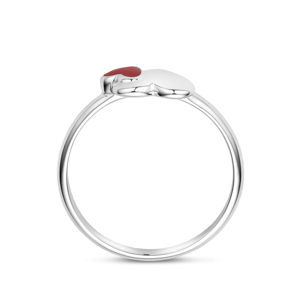Anello per bambini con cuoricino rosso in argento – argento rodiato 925