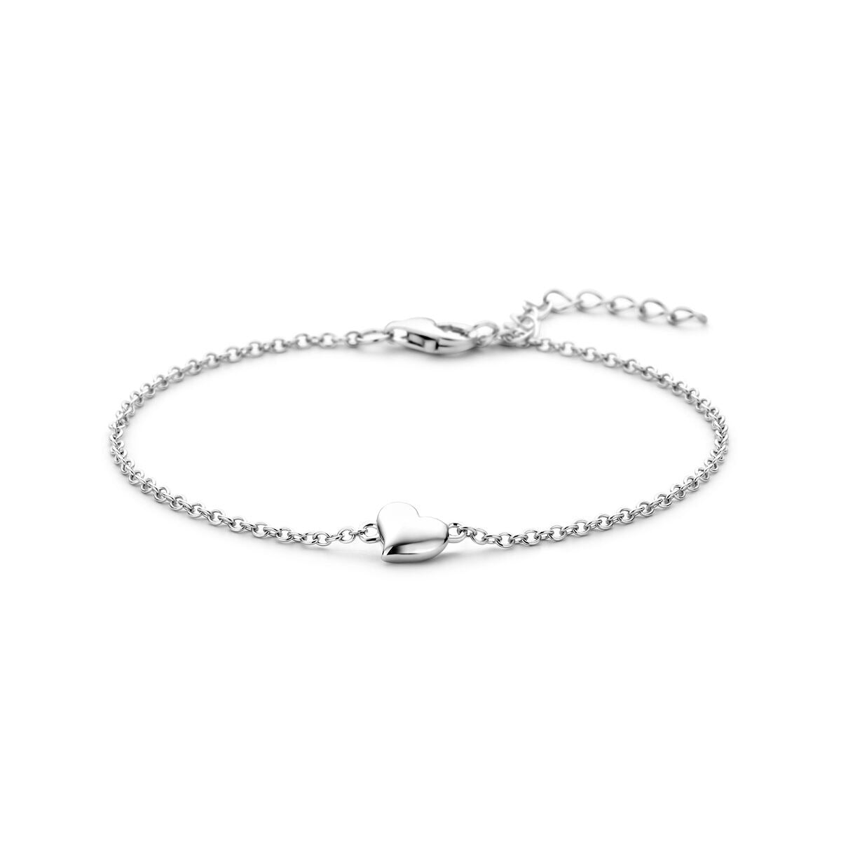 Bracciale in argento rodiato 925 con pendente a forma di cuore.