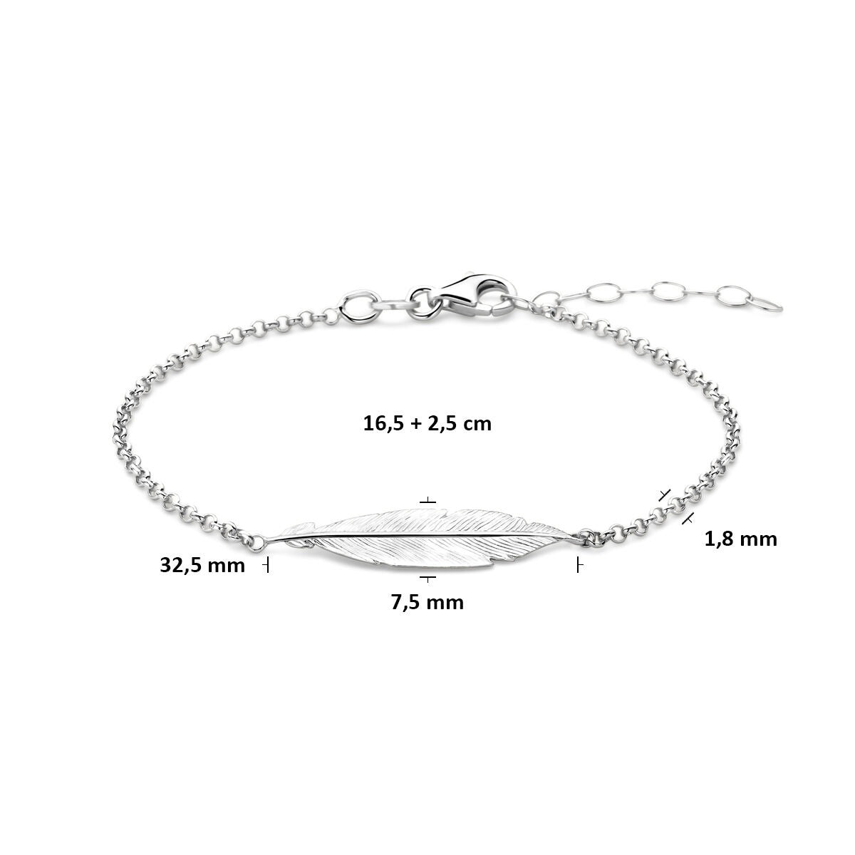 Bracciale in argento con piuma – argento 925 rodiato (set)