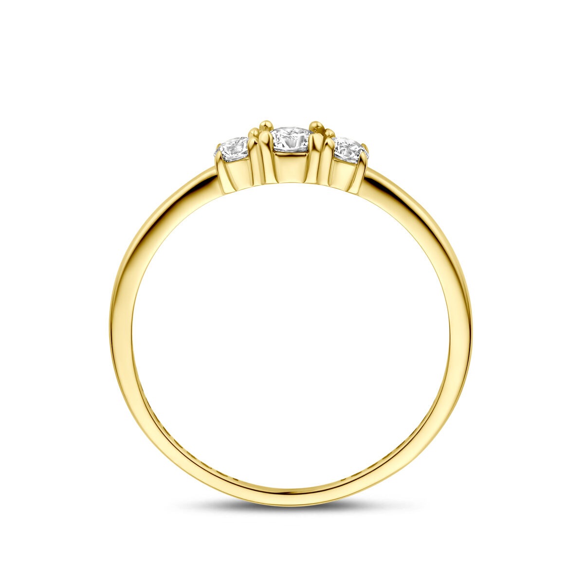 Anello da donna 9k in oro giallo con zirconia – largo 3,5 mm