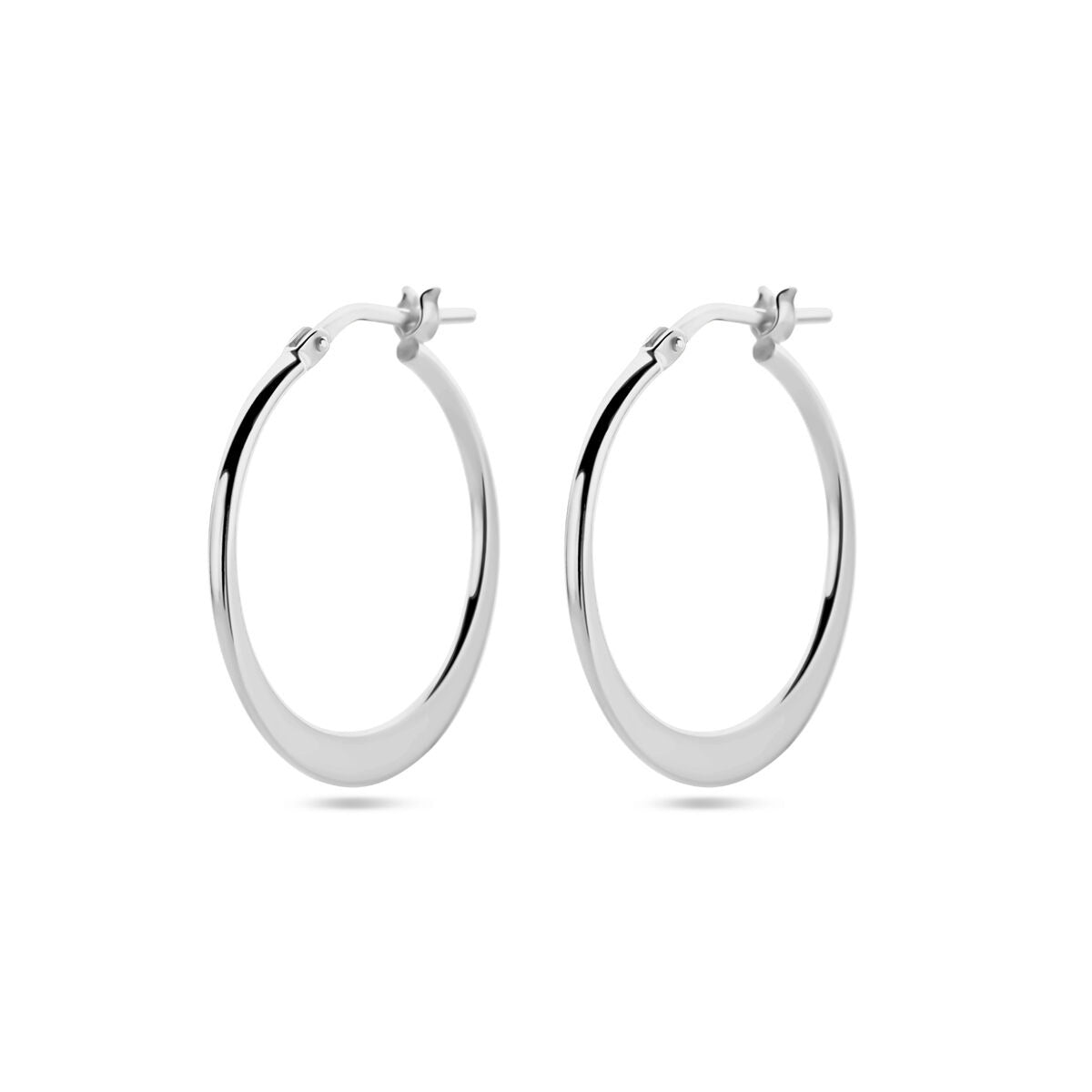Orecchini alla creola in argento rodiato di 24 mm.