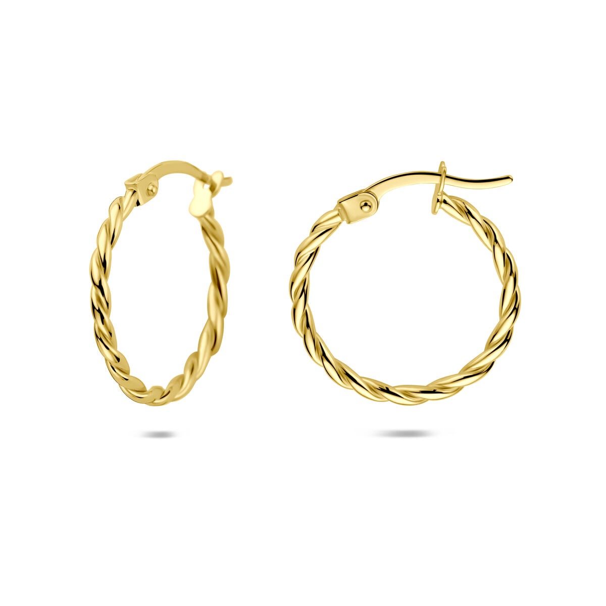 Orecchini ad anello ritorti in oro giallo 14k – 18 mm