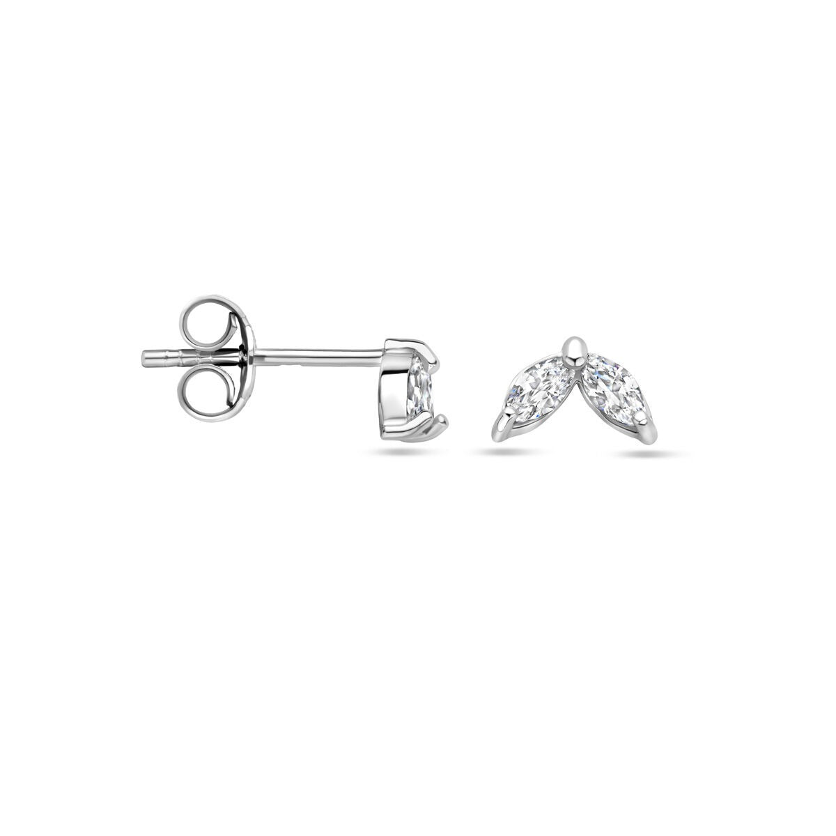 Orecchini a bottone in argento con zircone – argento 925 rodiato