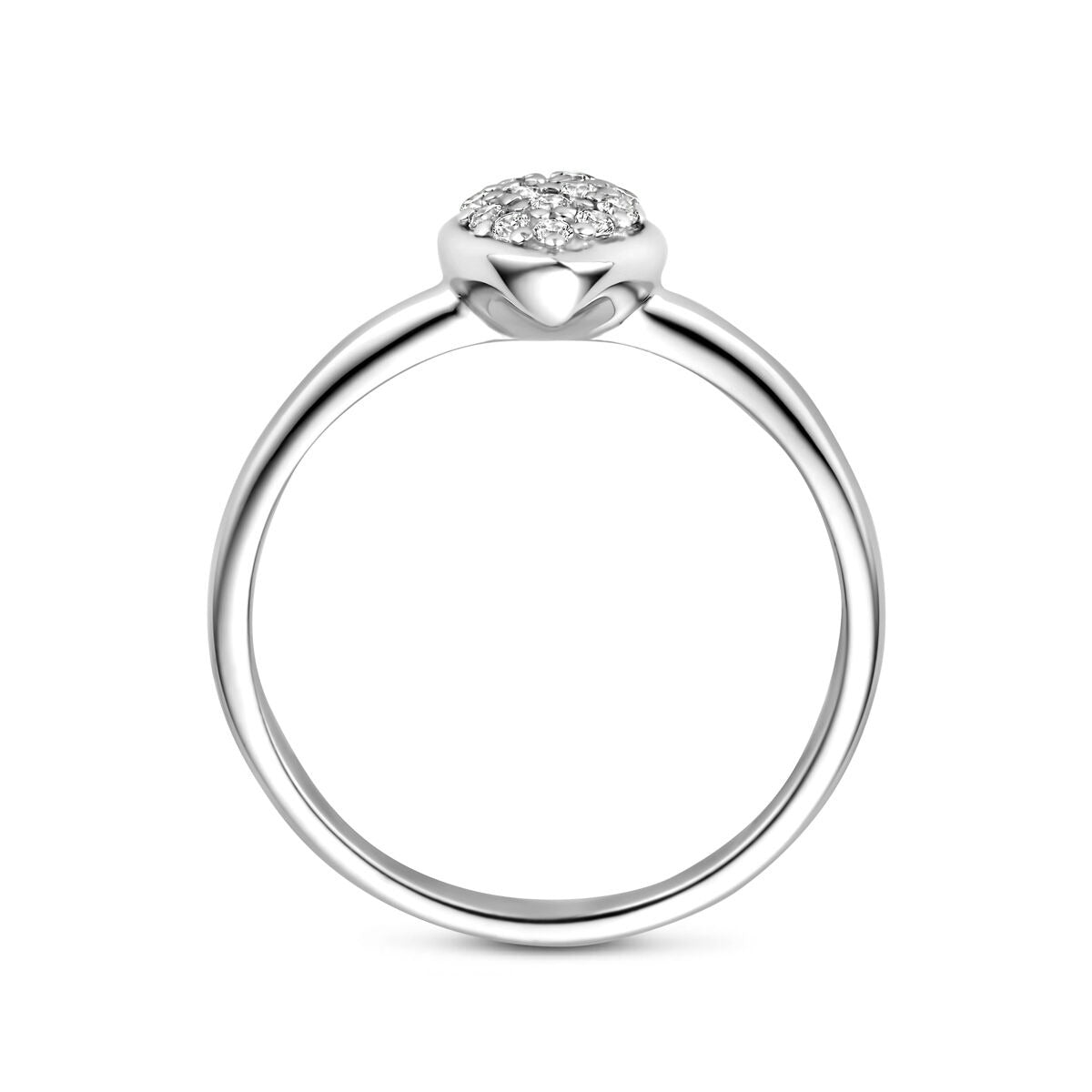 Anello da Donna in Argento con Zirconia – Design a Goccia Rodiato