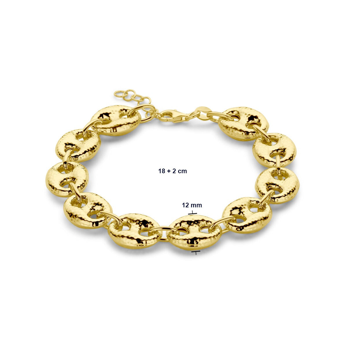 Bracciale da donna in argento placcato oro – ampia maglia ad ancora
