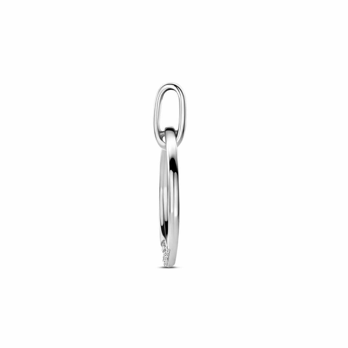 Ciondolo in argento rodiato con zirconia 22 mm