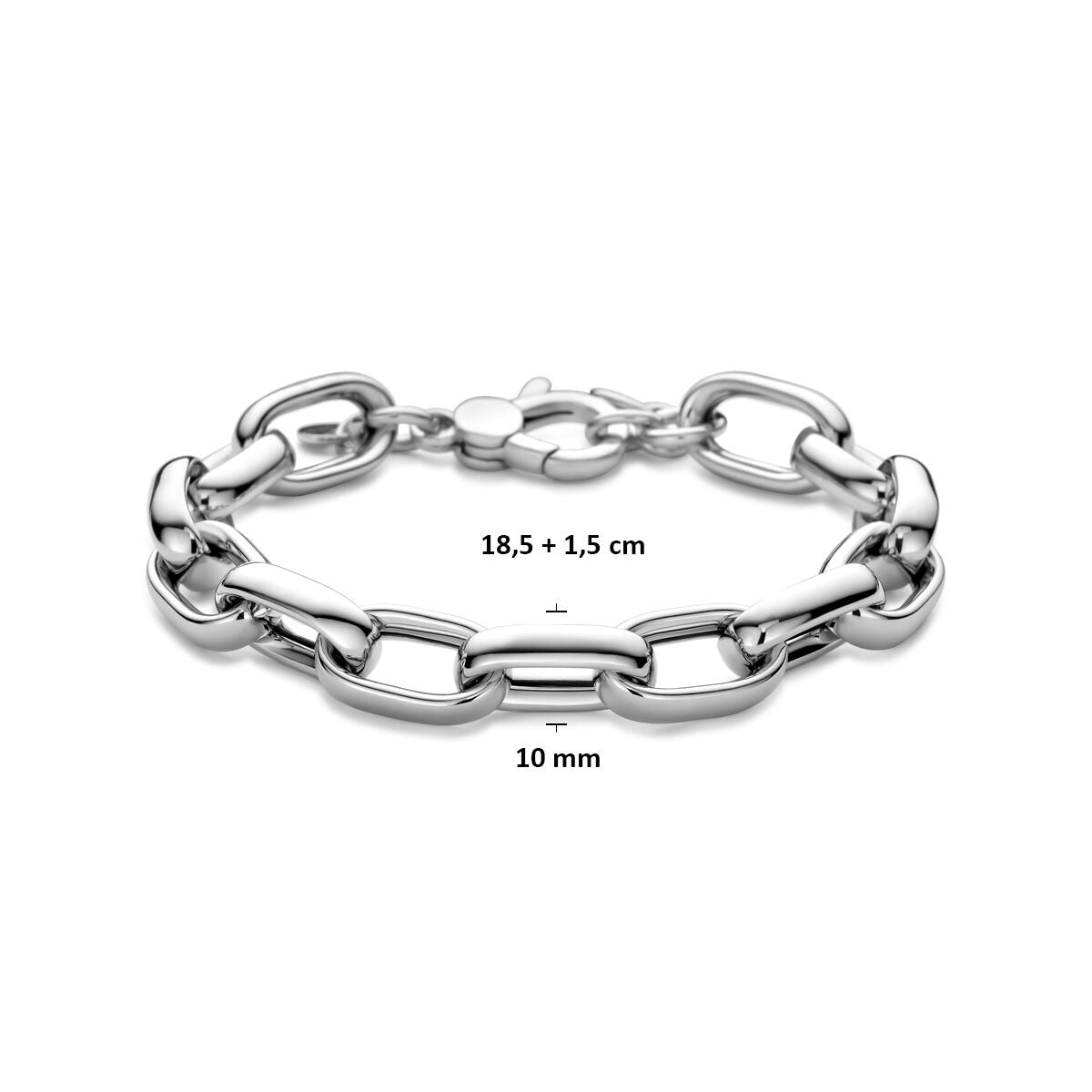 Bracciale da donna in argento – maglia ad ancora rodiata 10 mm
