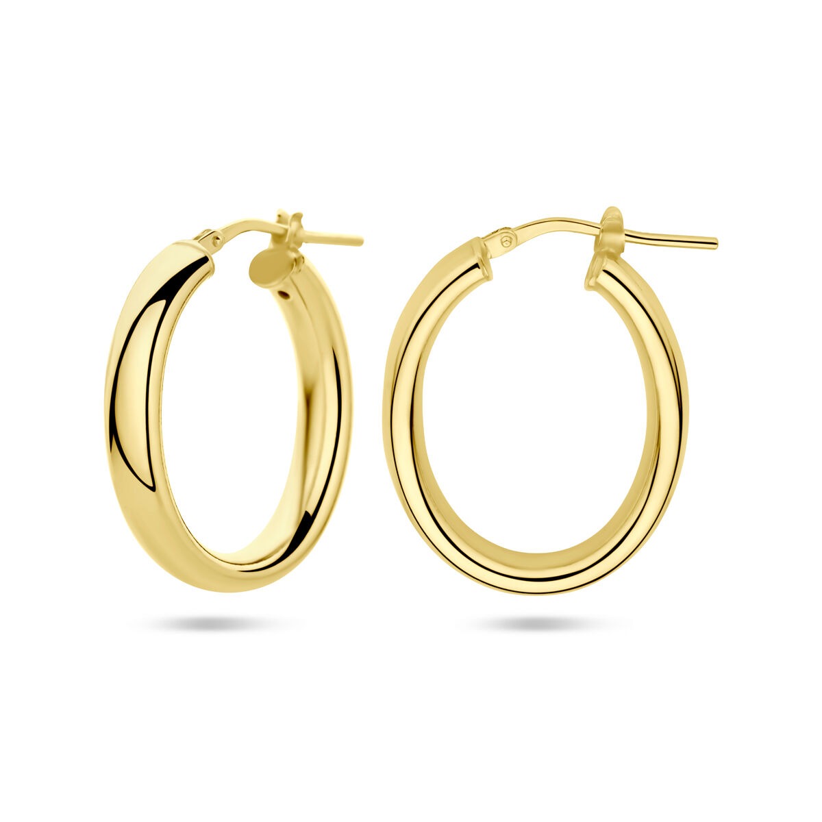 Orecchini a cerchio placcati oro da donna – oro giallo su argento 925, semicircolari 27,5 mm