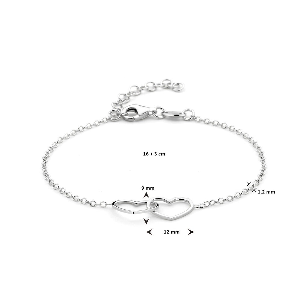 Zilveren hartjes armband met dubbele harten – gerhodineerd