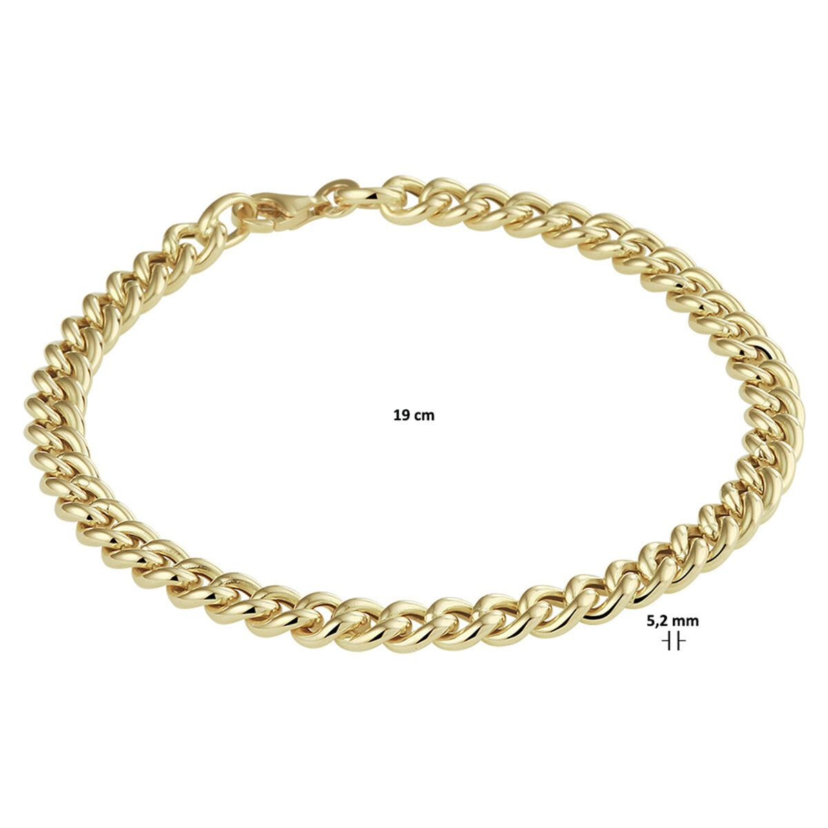 Bracciale gourmette in oro giallo 14k – donna 5,2 mm 19 cm