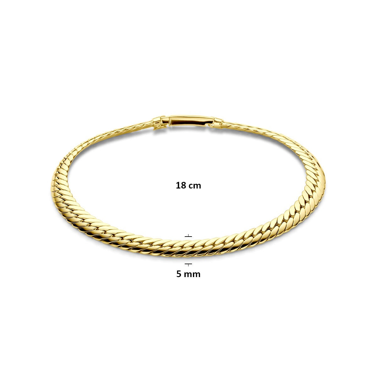Bracciale da donna in oro giallo 14k a maglia groumette