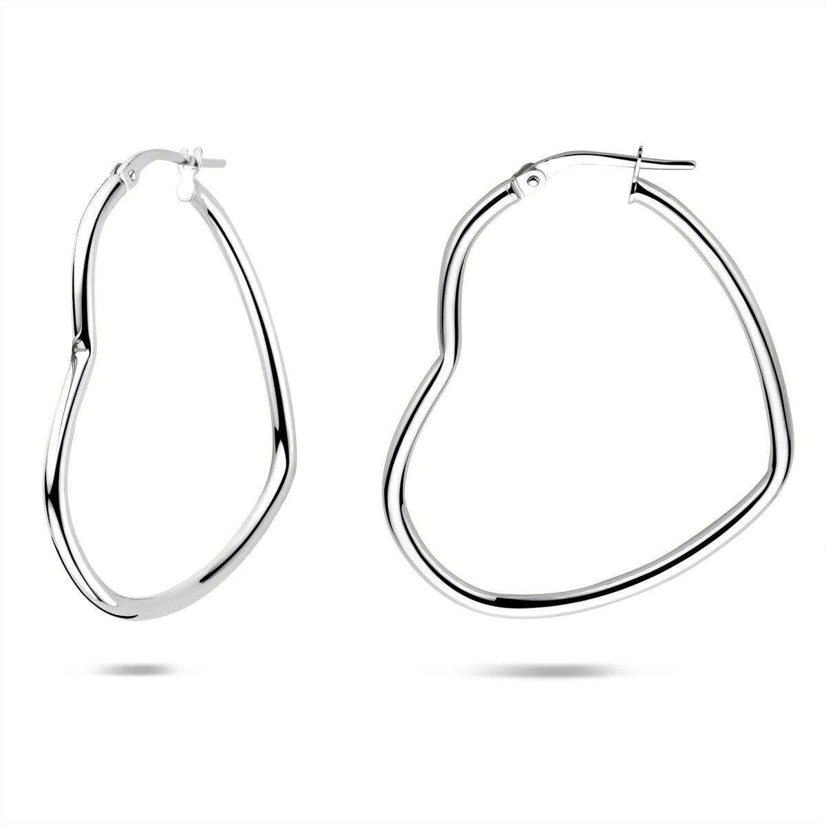Orecchini a cerchio in argento a forma di cuore – argento 925 rodiato
