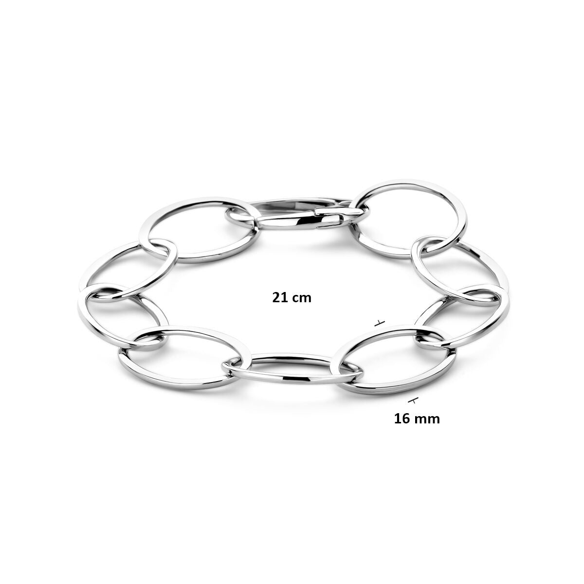 Bracciale da donna in argento rodiato con maglia ancora 16mm