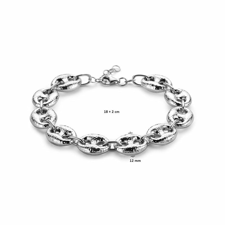 Zilveren dames armband – gerhodineerd met brede anker schakel