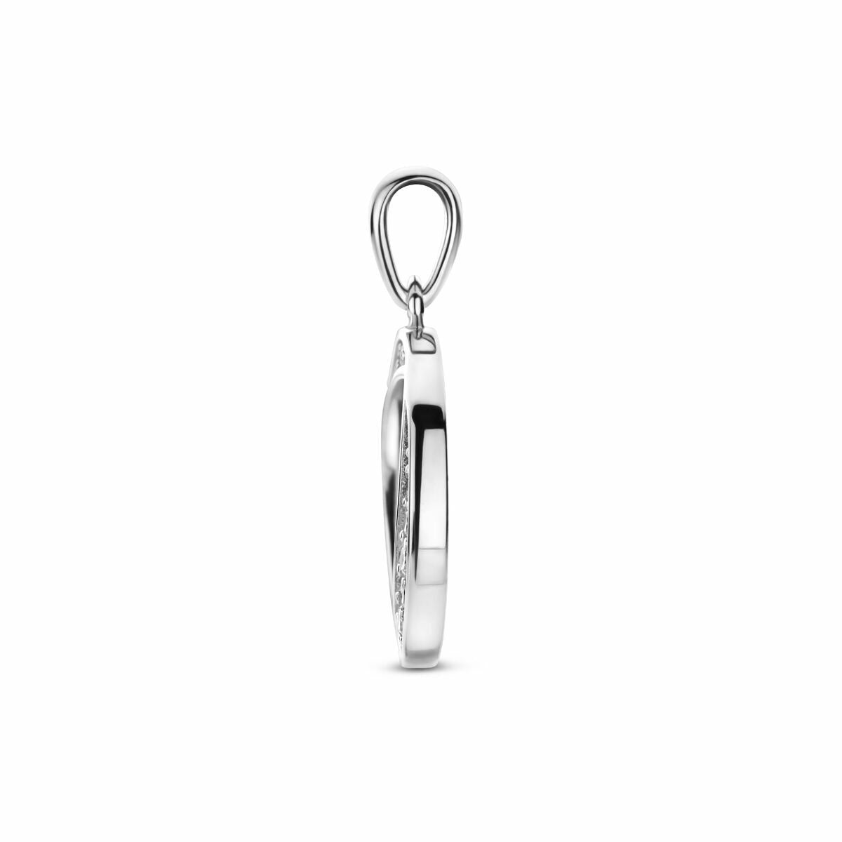 Ciondolo in argento con entourage di zirconia – argento 925 rodiato 23 mm