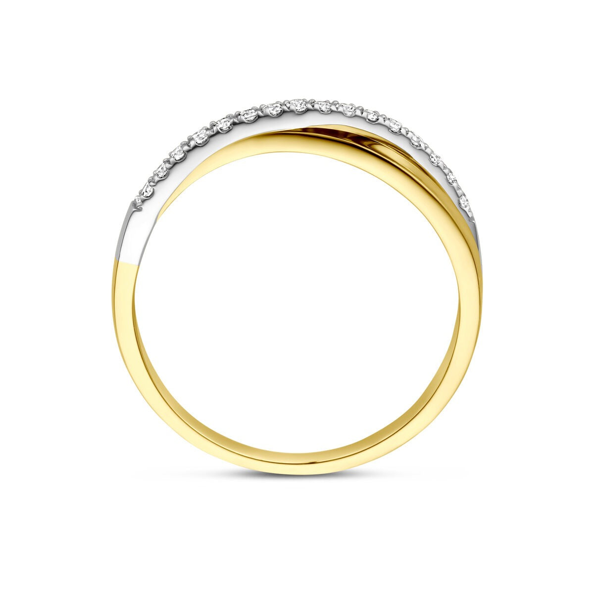 Anello da donna bicolore in oro 14k con diamante – 0,14 ct, 5 mm