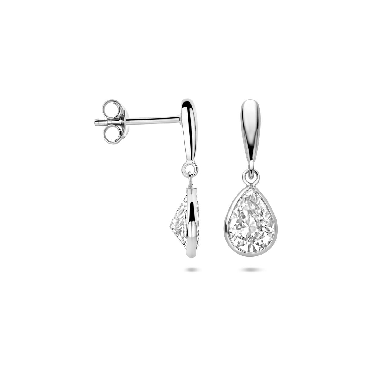 Orecchini pendenti in argento a goccia con zircone 20 mm