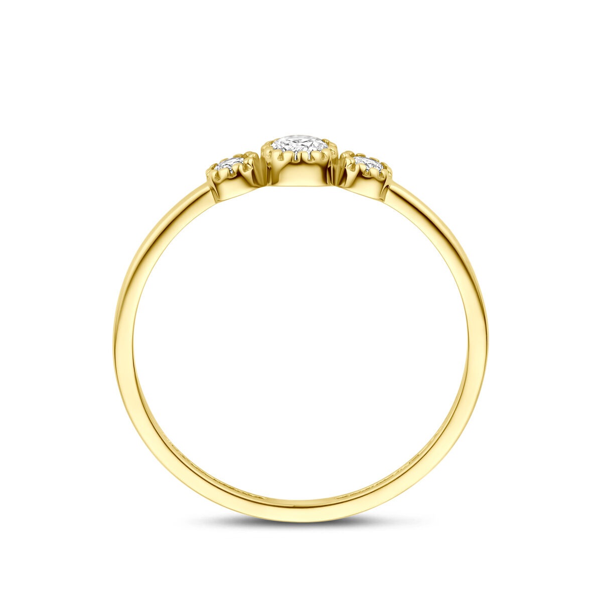 Anello da donna in oro giallo 9k con zirconia – largo 4 mm