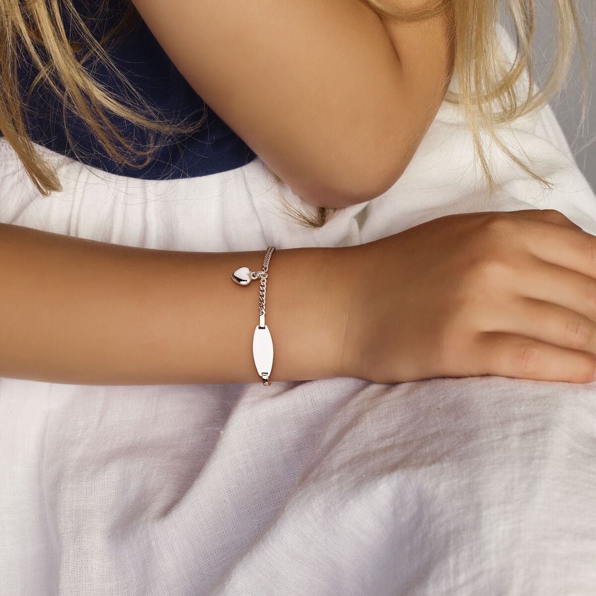 Bracciale da incidere con cuoricino in argento – misura bambino