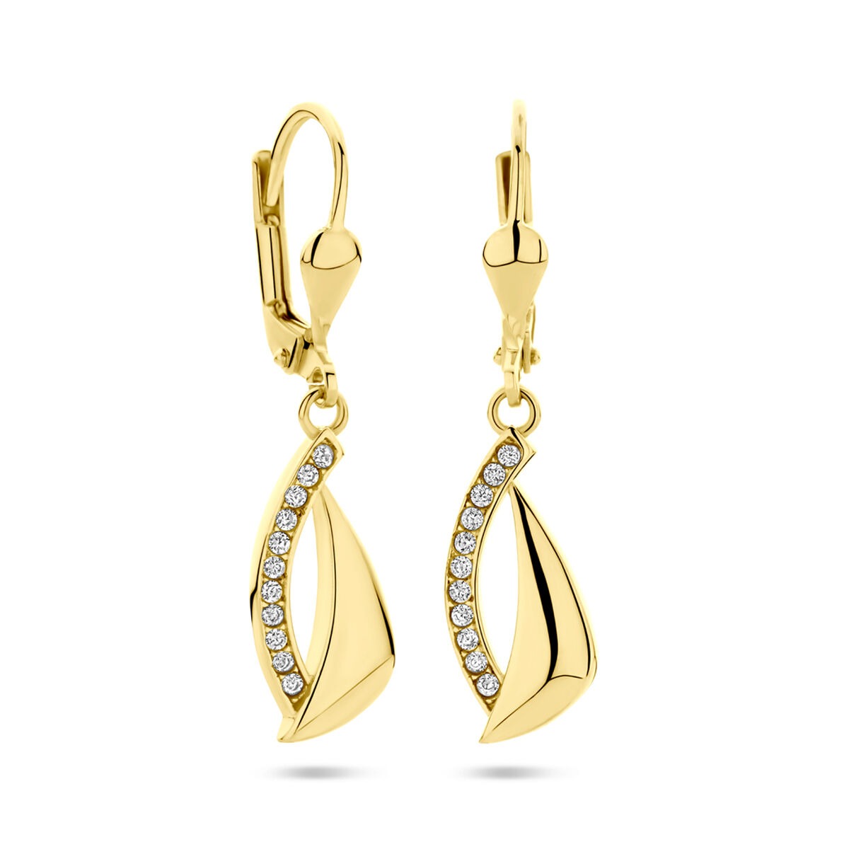 Orecchini pendenti in oro giallo 14k con zirconi