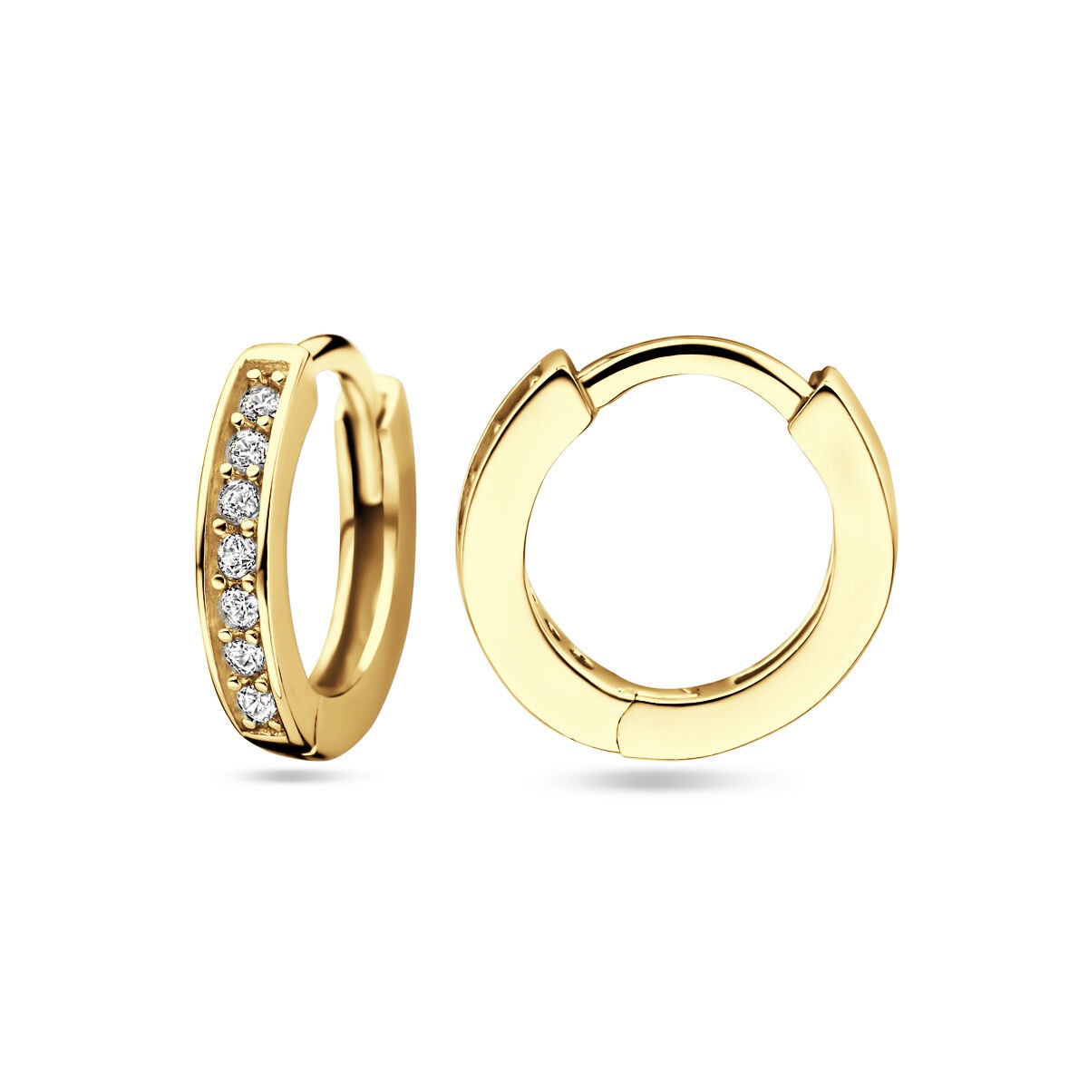 Orecchini a cerchio in argento dorato con zirconia – 9 mm scintillio color oro
