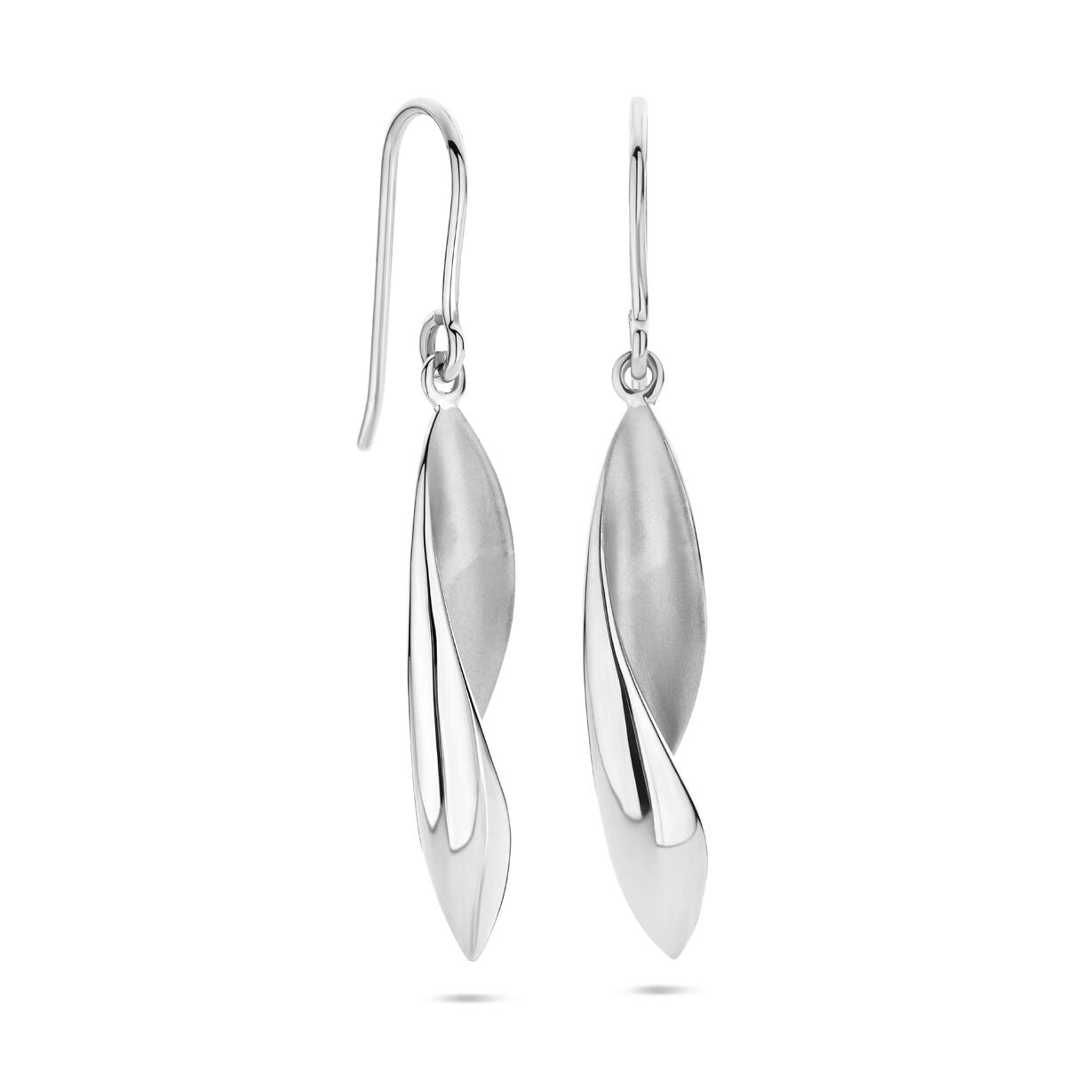 Orecchini pendenti in argento con gancio francese – argento 925 rodiato, lucido/opaco, 45 mm