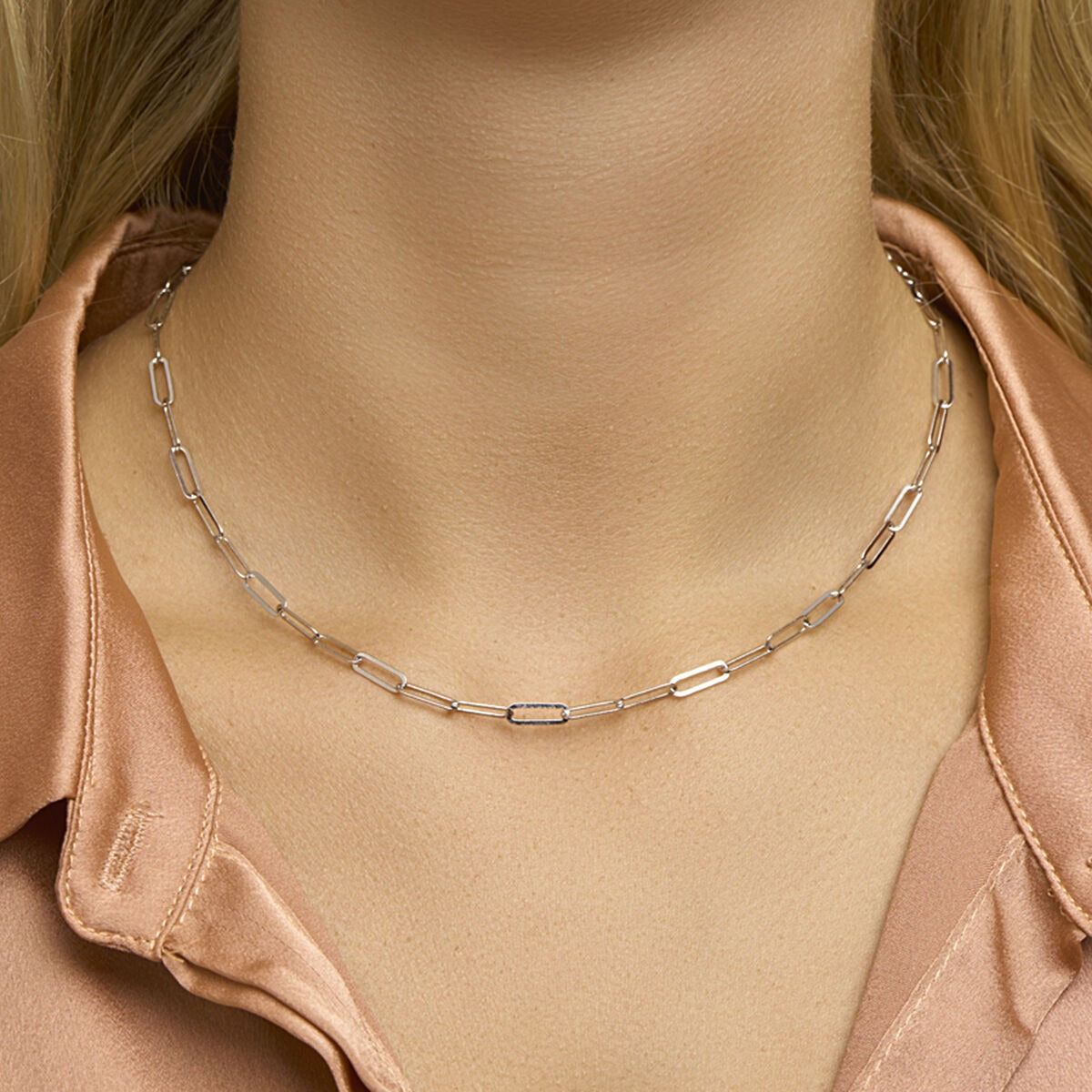 Collana paperclip in argento – rodiato 925