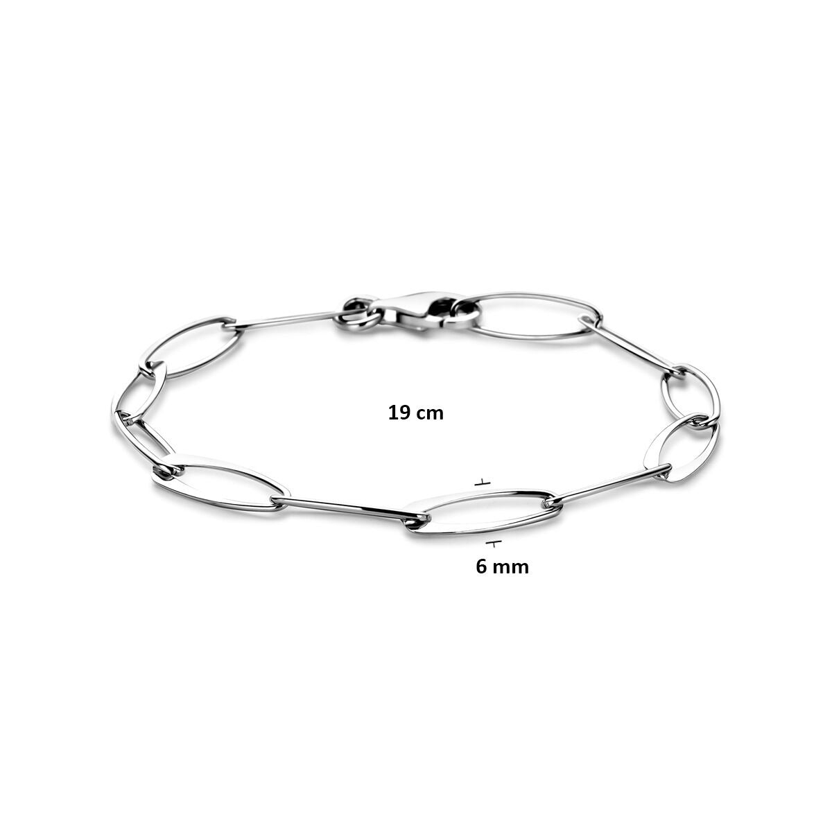 Bracciale da donna in argento – catena ad ancora rodiata 6 mm 19 cm