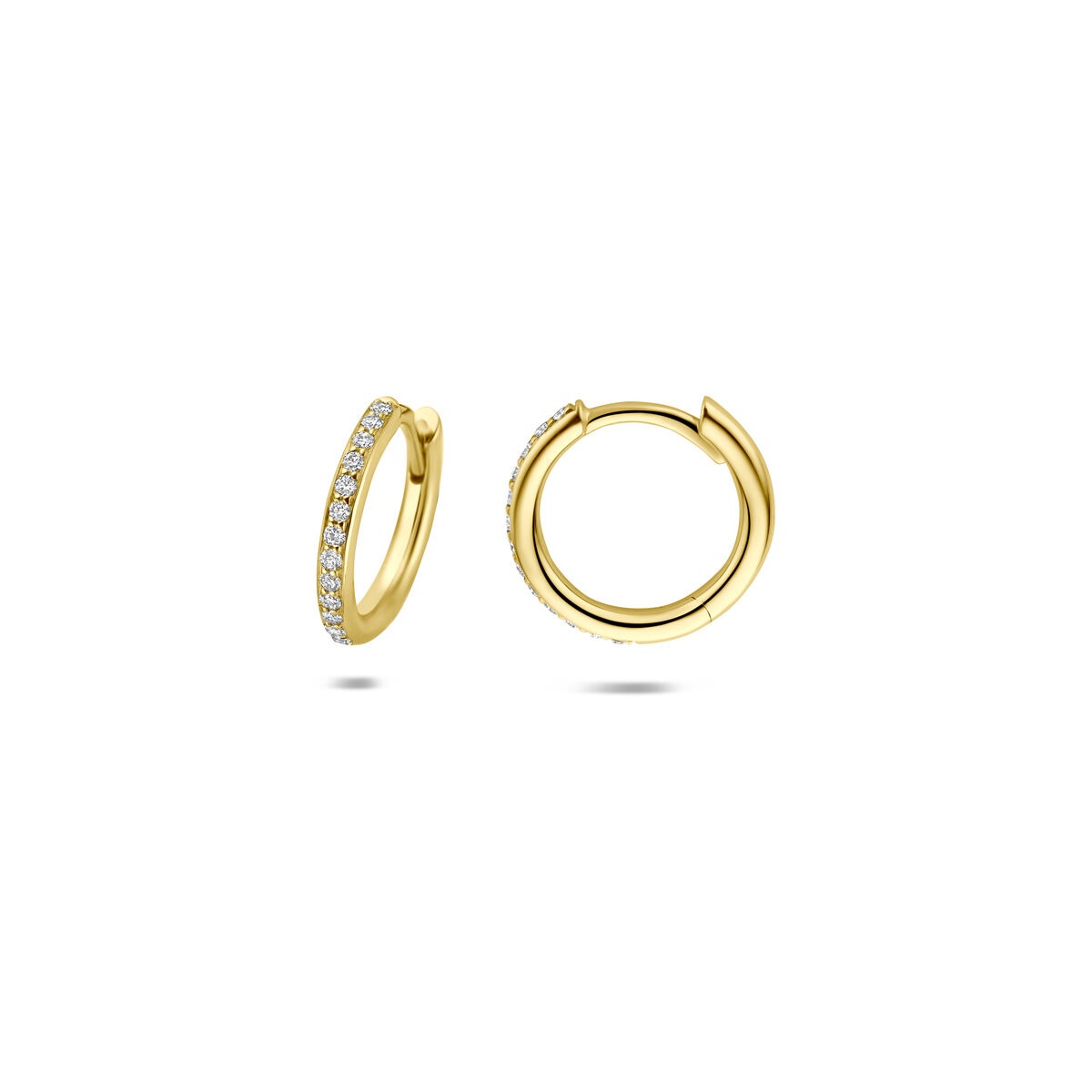 Orecchini a cerchio in oro giallo 14k con diamante