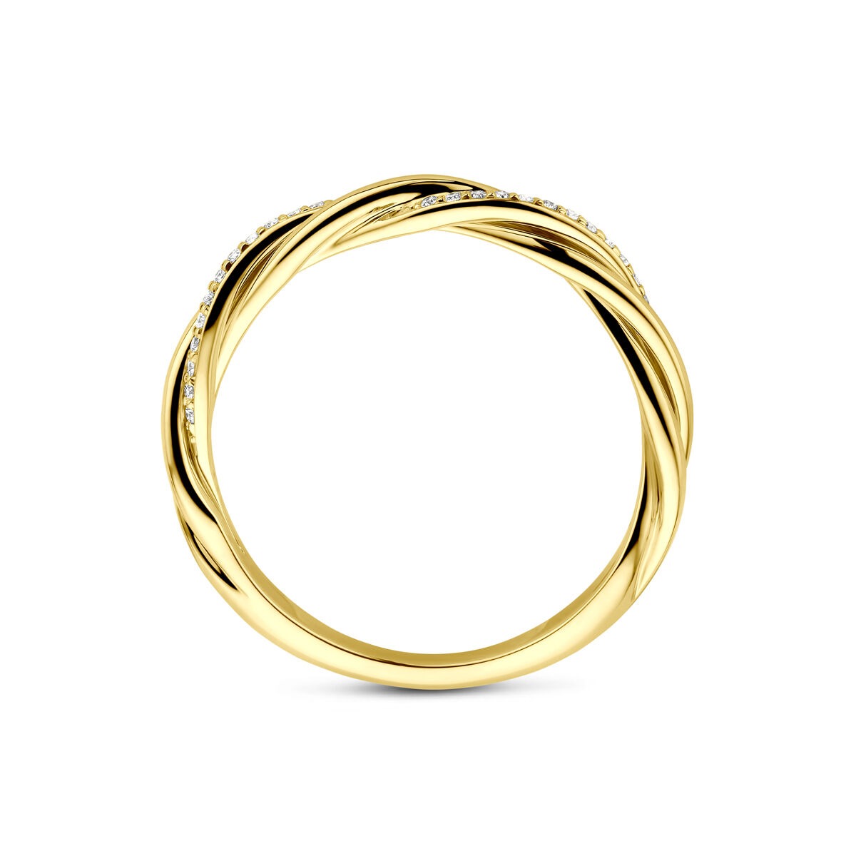 Anello in oro giallo 14k con diamante a incastonatura a binario