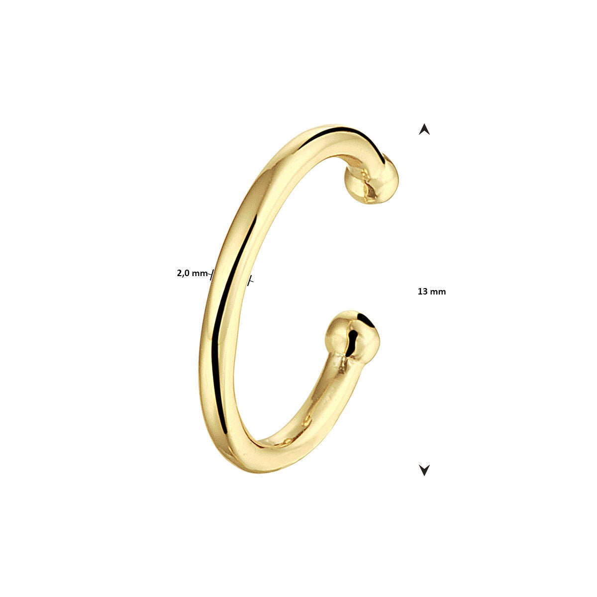 Ear cuff in argento dorato – accento moderno color oro