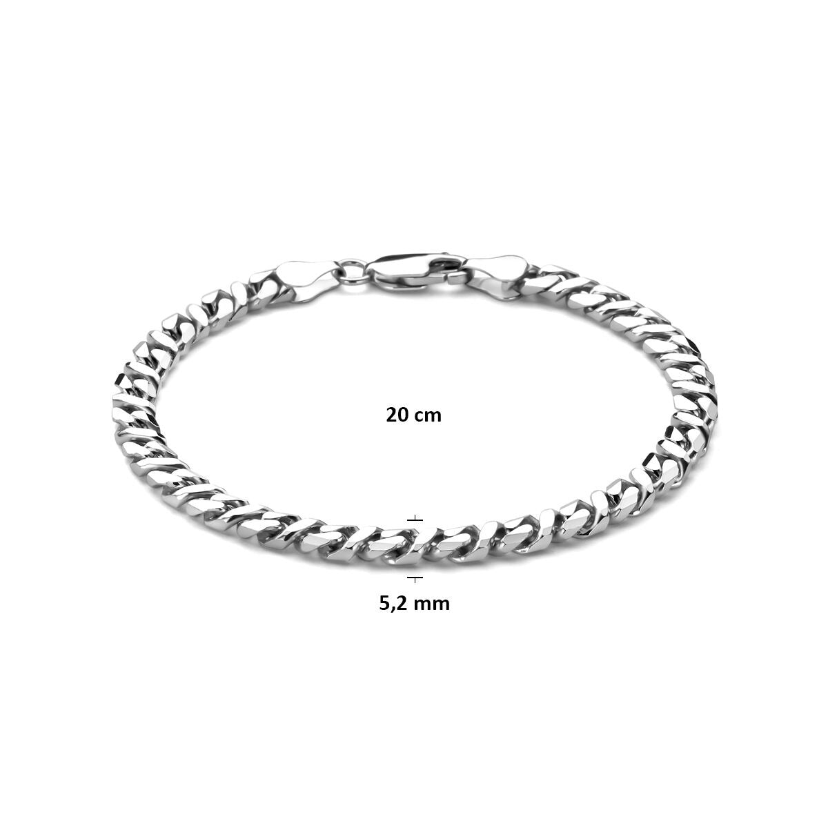 Bracciale da uomo in argento – Bracciale gourmette rodiato 5,2 mm